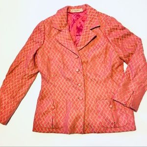 Peggy Jennings Custom Pink And Beige Print Coat